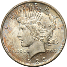 Twenty 1923 Peace dollars, all UNC.