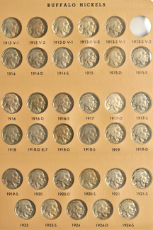 Collection of Buffalo nickels in a Dansco 7112 album.