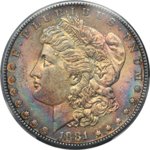 1881-S PCGS MS-64, and an 1899 NGC MS-65.