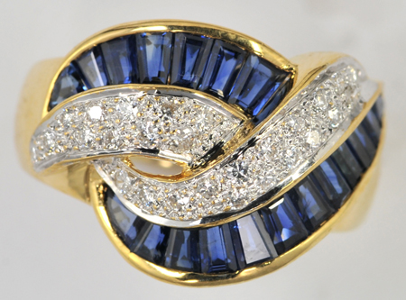 18K Yellow Gold Diamond and Sapphire Le Vian Ring