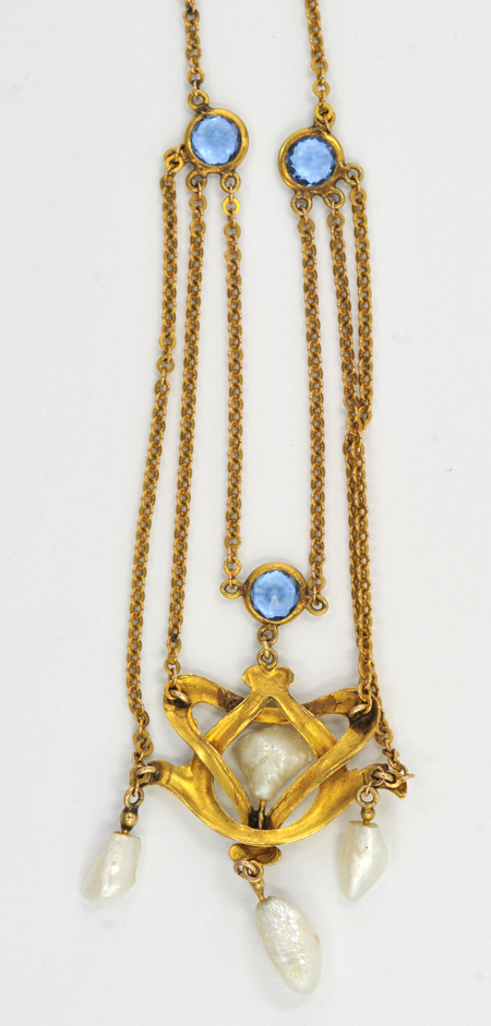 Art Nouveau Sapphire and Pearl Necklace