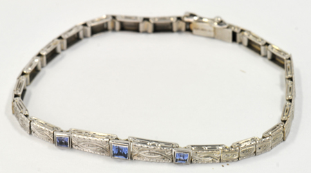 14K White Gold Sapphire Bracelet