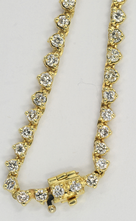 14K Yellow Gold Graduated Diamond Tennis Necklace