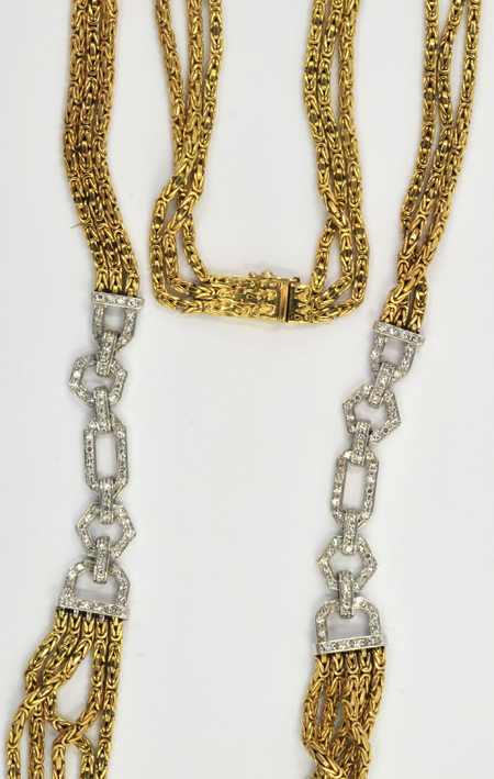 18K Yellow Gold Byzantine Draped Necklace