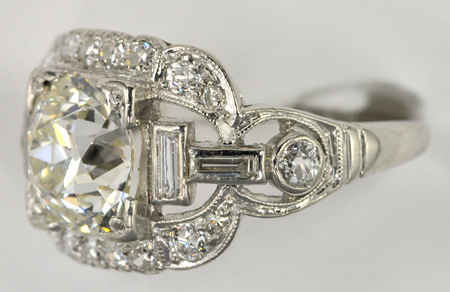 Platinum Diamond Art Deco Ring