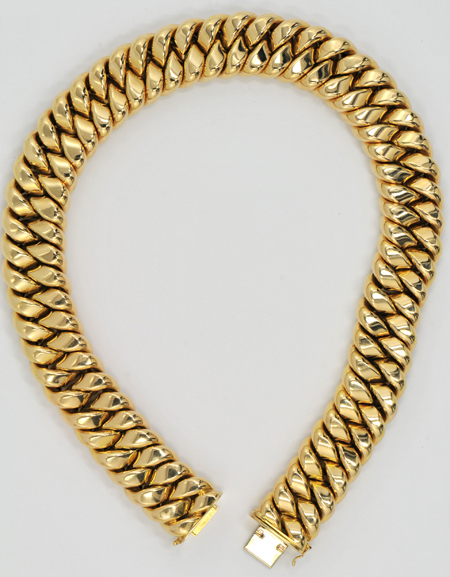14K Yellow Gold Curb Link Collar Necklace