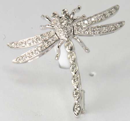 18K White Gold Dragonfly Pin