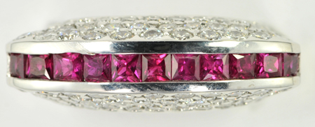 18K White Gold Diamond and Ruby Band