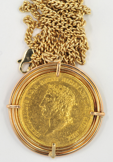 14K Yellow Gold Chain and Coin Pendant