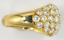 18K Yellow Gold Diamond Domed Ring