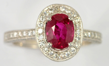 14K White Gold Diamond and Ruby Ring