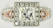 14K White Gold Ring with a GIA 1.52 ct. Rectangular Modified Brilliant Diamond