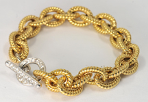 18K Link Bracelet with Diamond Clasp