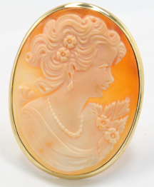 14K Yellow Gold Cameo Pin