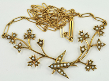 14K Yellow Gold Victorian Bird Necklace