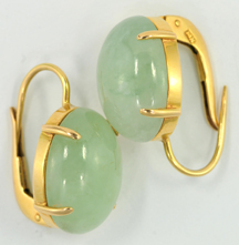 14K Yellow Gold and Jade Earrings
