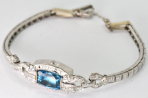 14K White Gold and Platinum Diamond and Blue Topaz Bracelet
