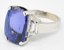 14K White Gold Diamond and Tanzanite Ring