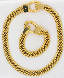 18K Yellow Gold Necklace and Bracelet Set
