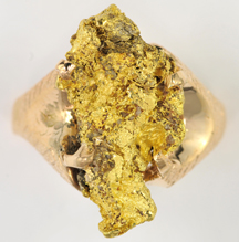 14K Yellow Gold Mounting and Gold Nugget Ring