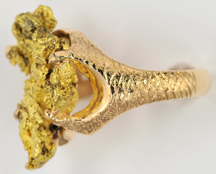 14K Yellow Gold Mounting and Gold Nugget Ring
