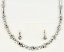 14K White Gold Diamond Necklace and Earrings