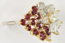 Platinum and Yellow Gold Diamond and Ruby Ring