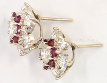 14K White Gold Diamond and Ruby Earrings