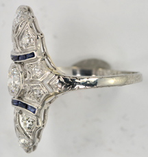 Platinum Diamond Ring with Small Sapphires