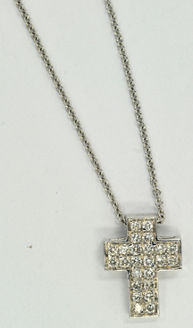 18K White Gold Cross Necklace