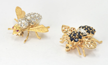 Two Yellow Gold Bee Pins