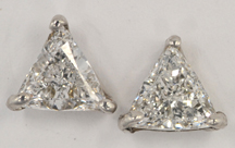 14K White Gold Trillion Diamond Stud Earrings