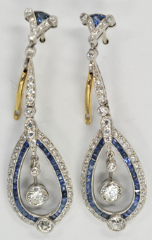 Platinum and 18K Yellow Gold Chandelier Earrings