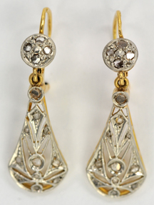 14K White Gold and Yellow Diamond Earrings