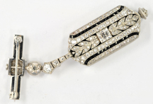 Ladies Art Deco Diamond and Sapphire Lapel Watch