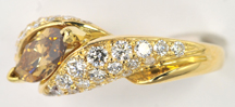 18K Yellow Gold Champagne Diamond Ring